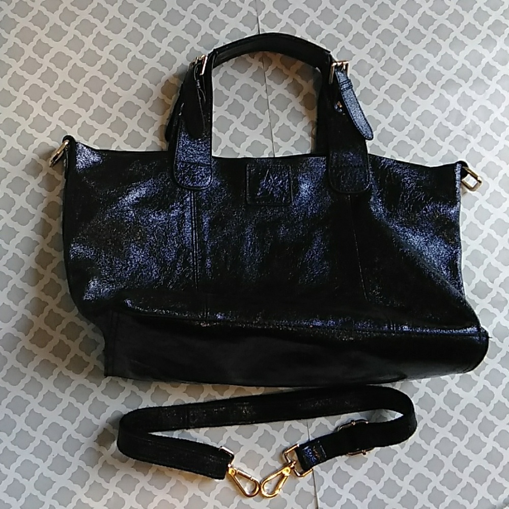 H2Z BAG BLUE METALLIC LEATHER TOTE WOMAN'S